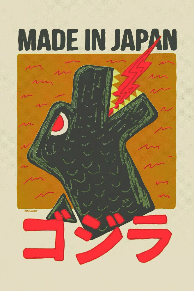 Illustration von Jonas Loose: humorvolles japanisches Monster im modernen Design.