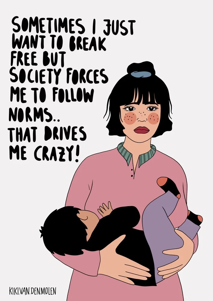 Illustration by Kiki Van Den Molen: female figure in an inspiring moment