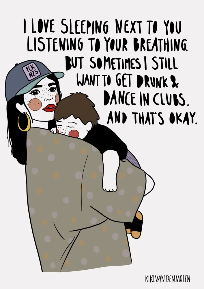 Illustration by Kiki Van Den Molen: dancing figures in harmonious colors