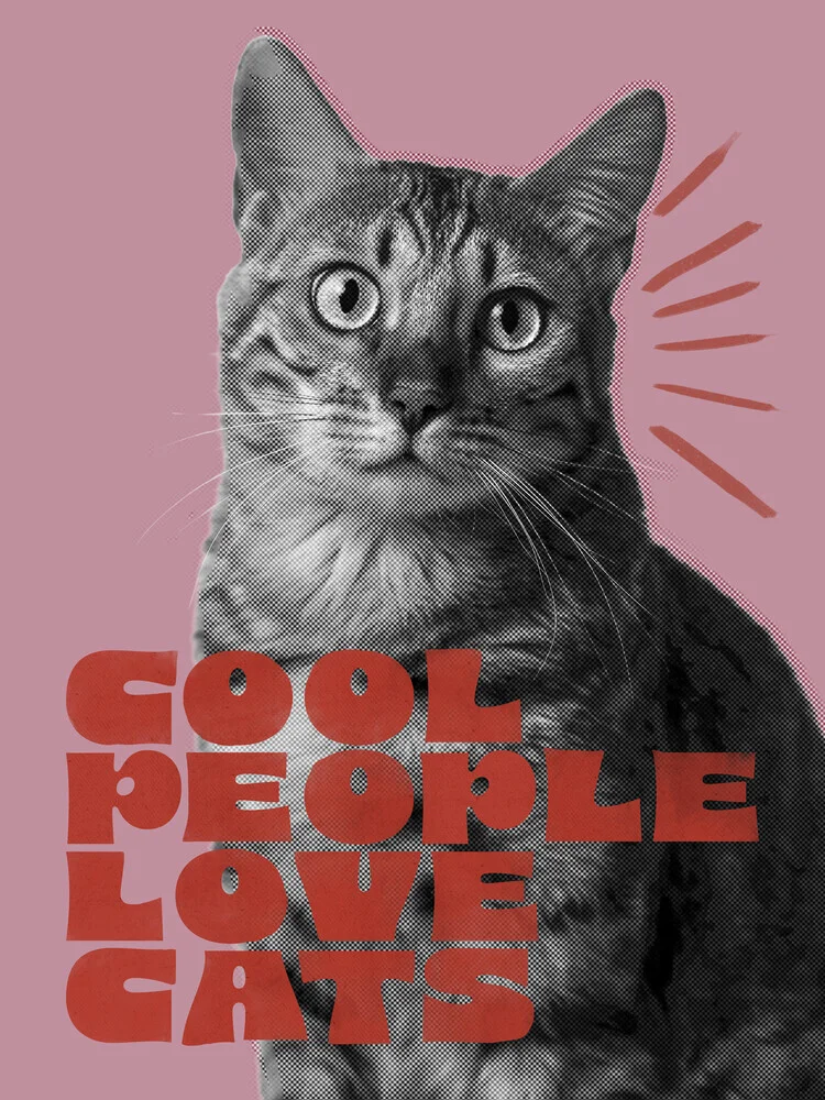 Wall art by Ania Więcław: stylized cat in retro design with warm colors.