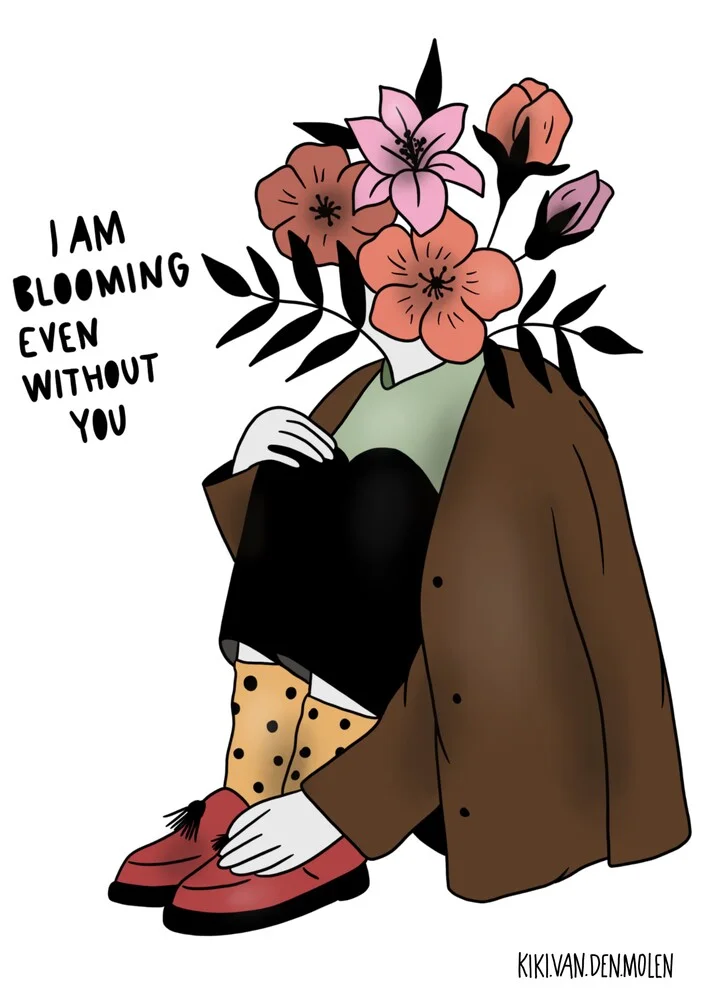 Wandbild von Kiki Van Den Molen: florale Illustration mit feministischem Empowerment