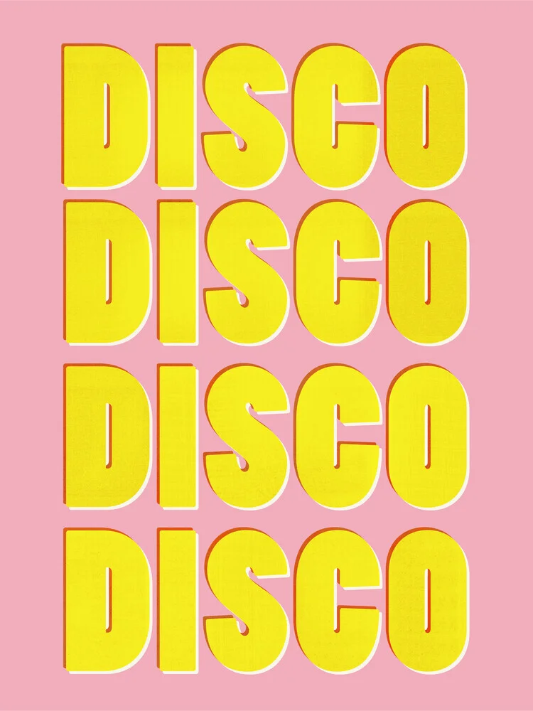 Colorful illustration featuring retro typography in pink and yellow.