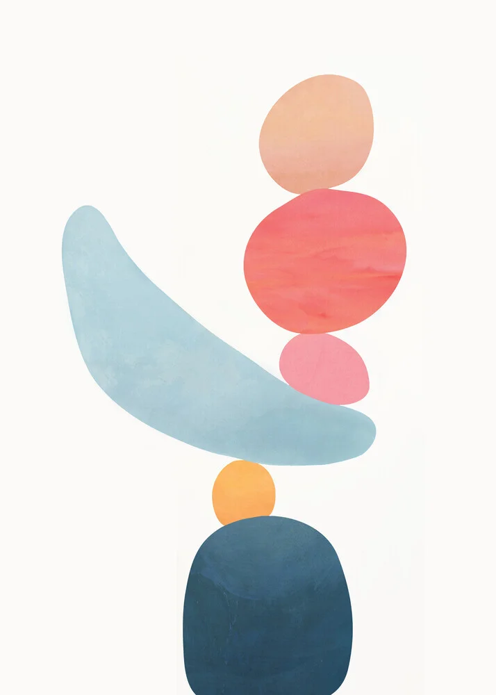 Illustration of balancing stones in soft colors with a harmonious arrangement.
