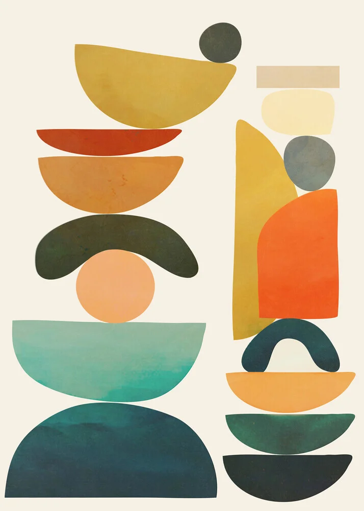 Abstract illustration featuring geometric shapes and harmonious colors.