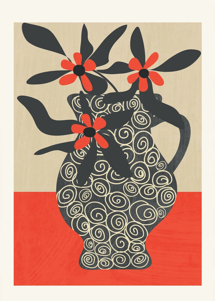 Abstrakte Illustration von Branka Kodžoman mit grafischen Blumen in sanften Tönen.