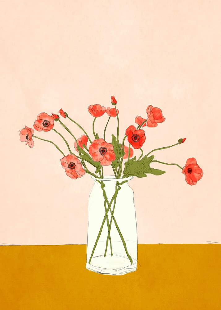 Illustration von Branka Kodžoman: sanfte Farben und florale Motive in einem stillen Moment