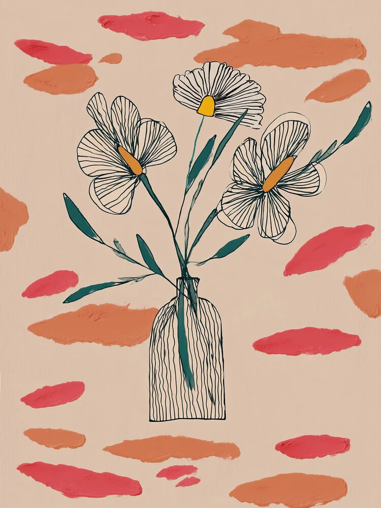 Illustration von Branka Kodžoman: zarte Blütenblätter im sanften Nachmittagshimmel