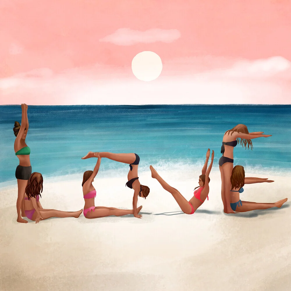 Illustration by Branka Kodžoman: two girls enjoying the sunset at the beach.