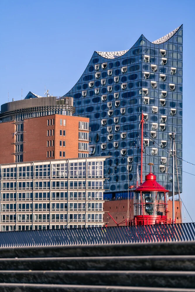 Photo art by Achim Thomae: view of Hamburg Harbour with modern architecture