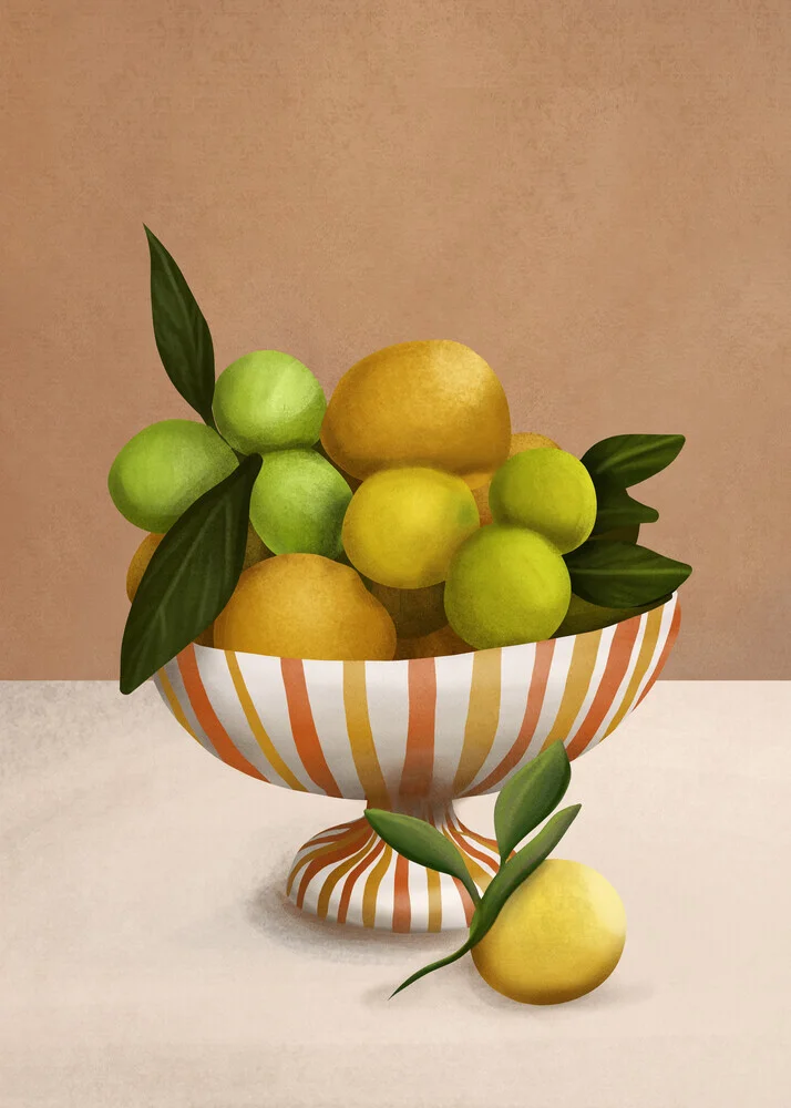 Illustration von Branka Kodžoman mit leuchtenden Zitrusfrüchten auf einem Tisch