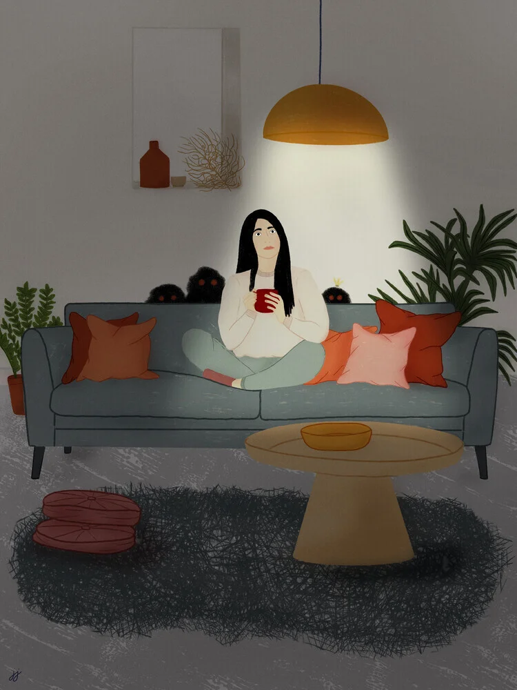 Colorful illustration by Javiera Hernandez depicting motherhood in a warm light.