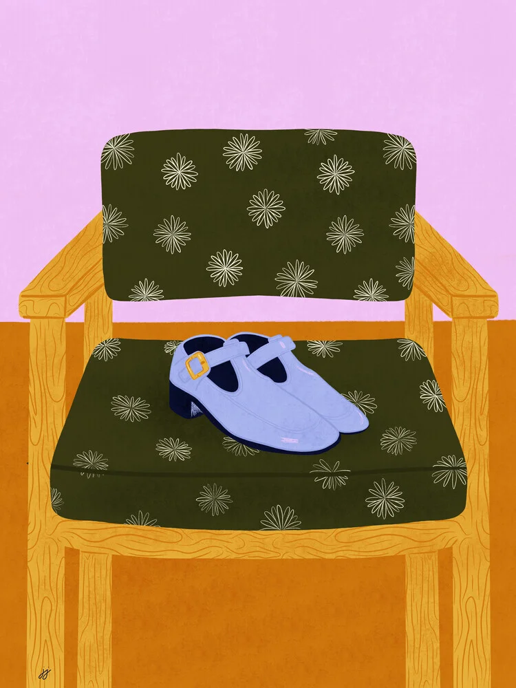 Illustration by Javiera Hernandez: stylish still life with shoes and chair