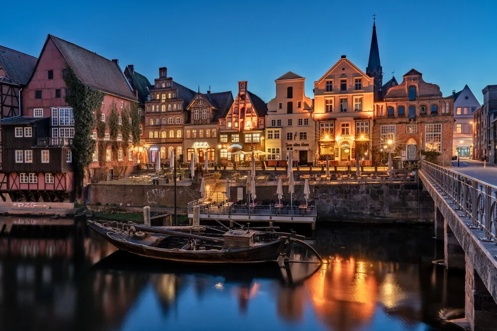 Photo art by Achim Thomae: calm blue hour over Lüneburg's old town