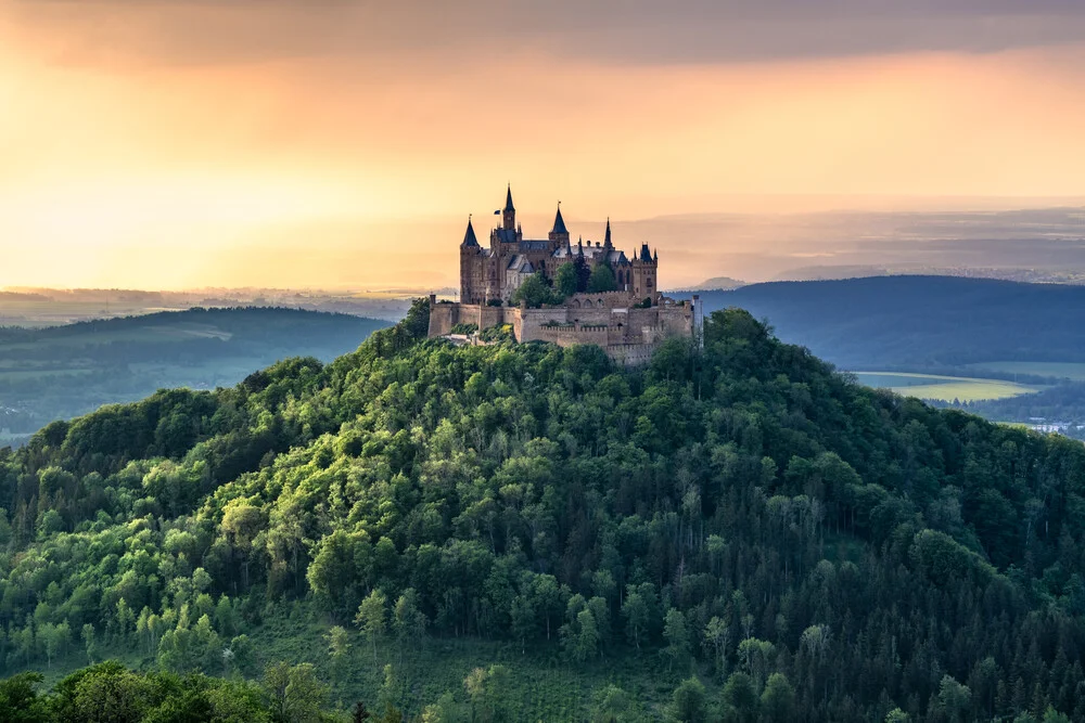 Photo art by Achim Thomae: Hohenzollern Castle at sunset, calm atmosphere.