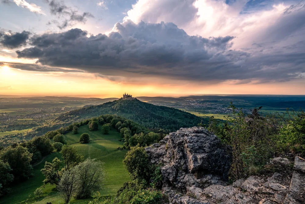 Photo art by Achim Thomae: Hohenzollern Castle beneath a thunderstorm cloud