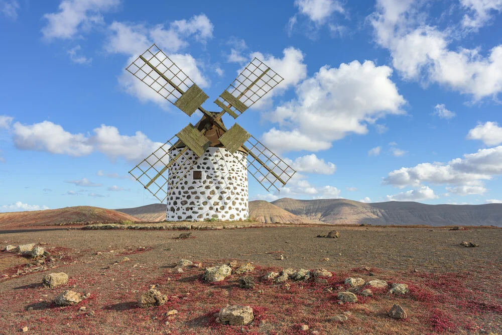 Photo art by Michael Valjak: Windmill in Villaverde, Fuerteventura under sunlight