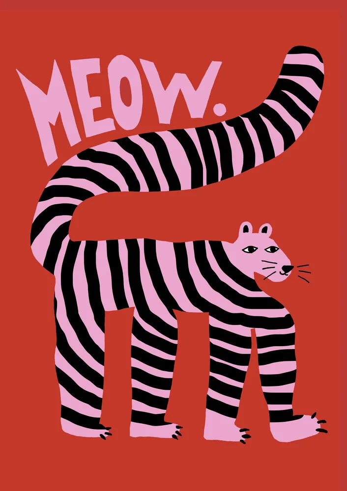 Funny illustration of a tiger with bold colors by Xenia Strohmeyer