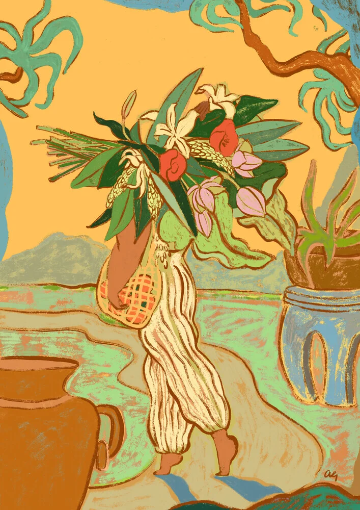 Wall art by Arty Guava: dreamy illustration in warm colors featuring feminine figures.