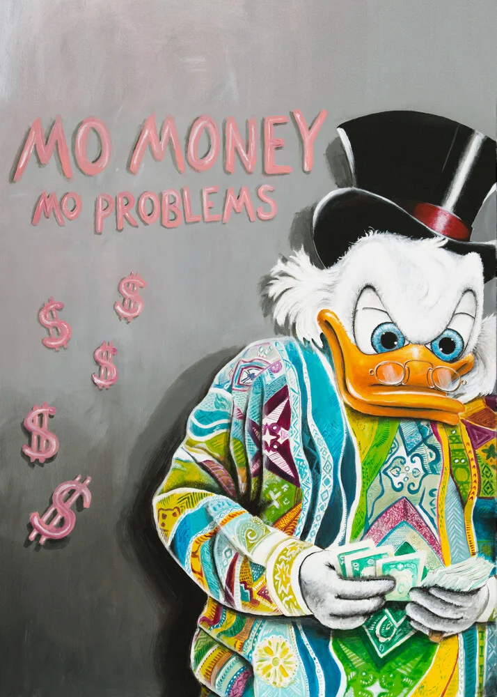 Wall art by Daniel Leo: humorous illustration of a money theme
