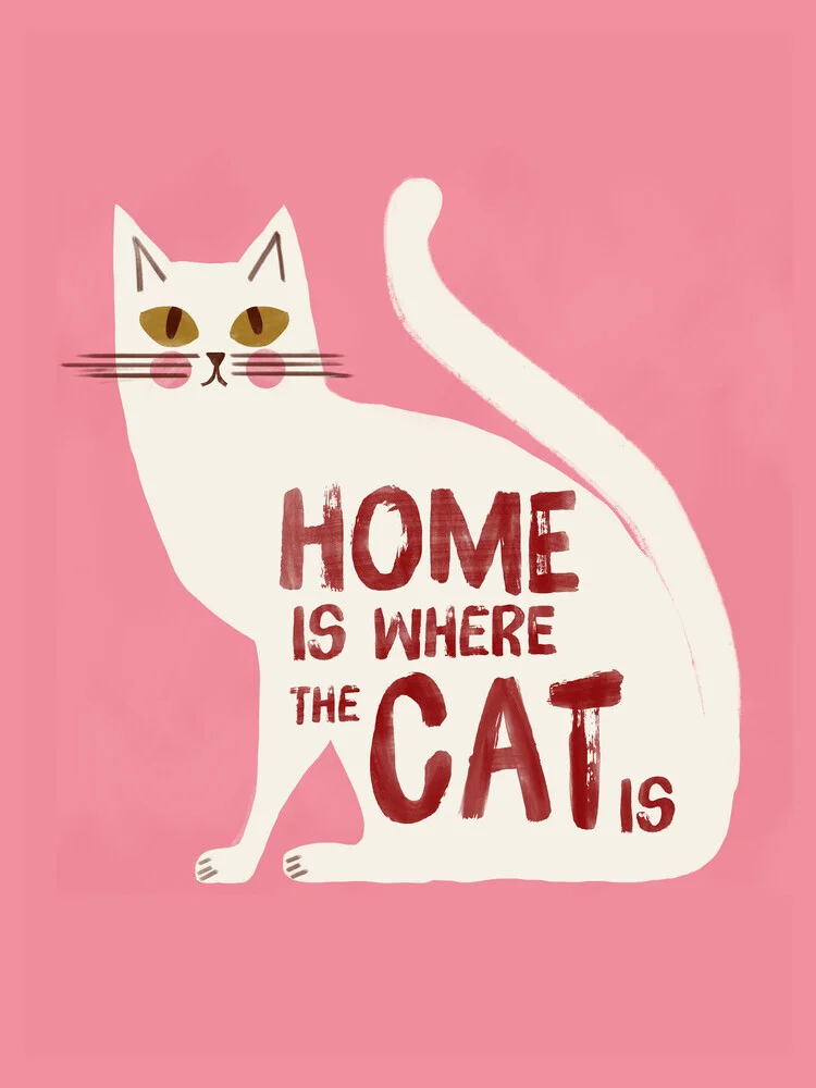 Hand-drawn pink cat: playful illustration with a soothing vibe.