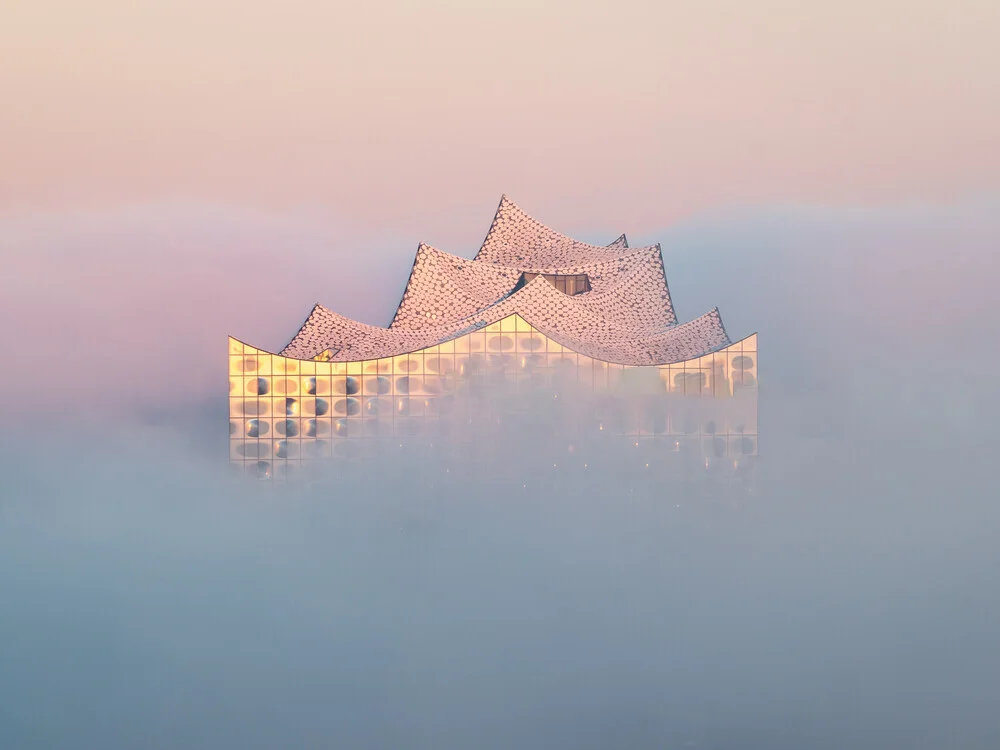 Photo art by Nils Steiner: Elbphilharmonie Hamburg in fog