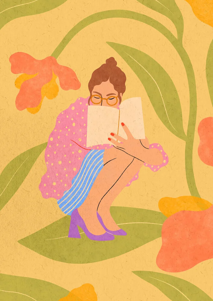 Illustration by Lemon Fee: a female portrait surrounded by colorful flowers.