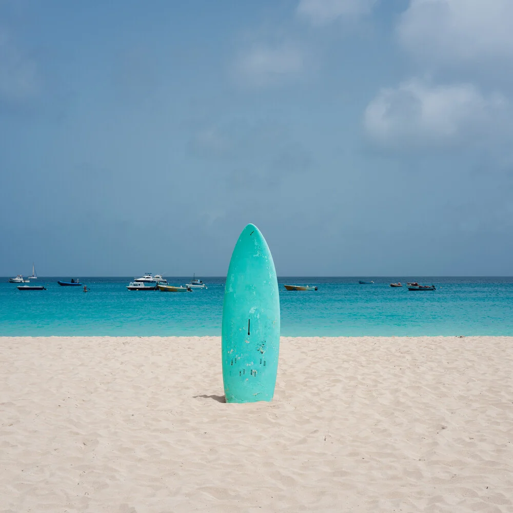 Photo art by J. Daniel Hunger: surfer riding a wave at Sal beach, Cape Verde