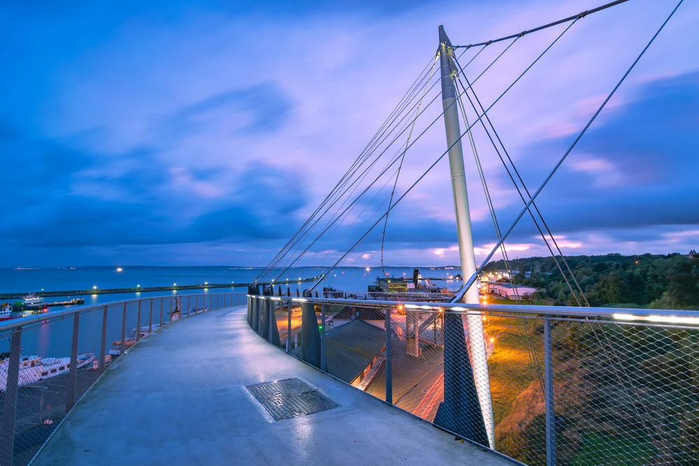 Photo art by Martin Wasilewski: Blue hour over the harbor of Sassnitz