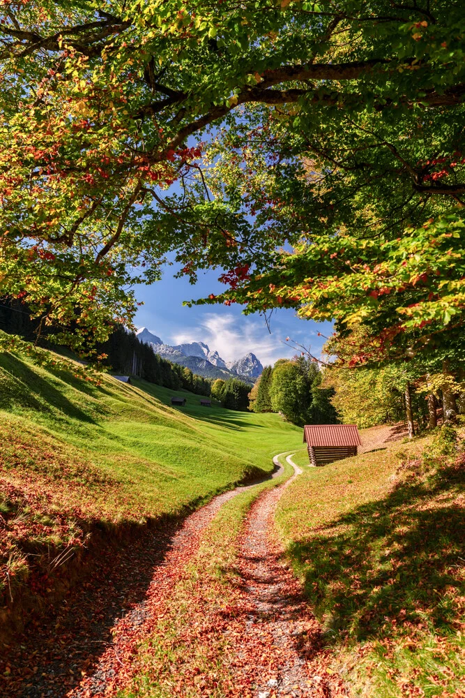 Photo art by Achim Thomae: autumn landscape in Werdenfelser Land, gentle colors.