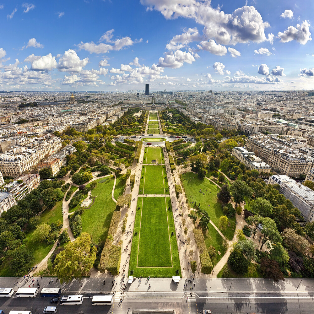 View on Champ de Mars from the Eiffel Tower in Paris - Fineart photography by Markus Schieder