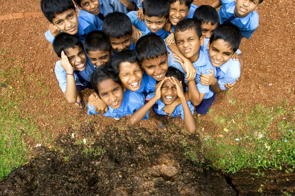 Nosy schoolboys of an elementary school in India - Fineart photography by Markus Schieder