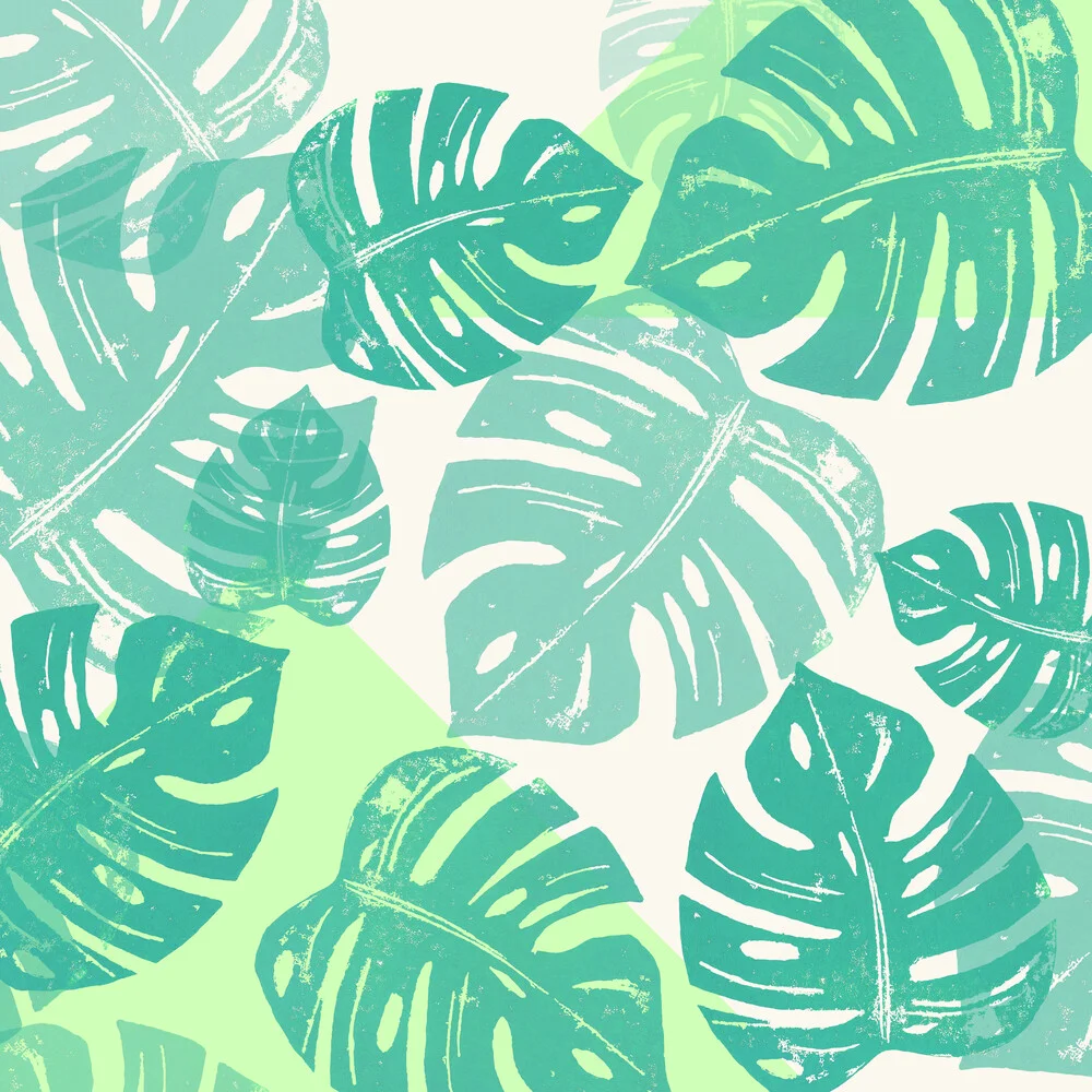 Linocut Monstera Green - fotokunst von Bianca Green