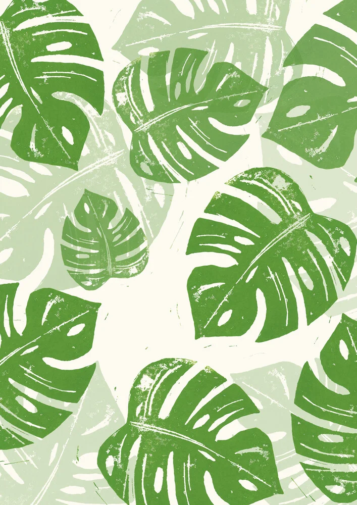 Linocut Monstera Deliciosa - fotokunst von Bianca Green