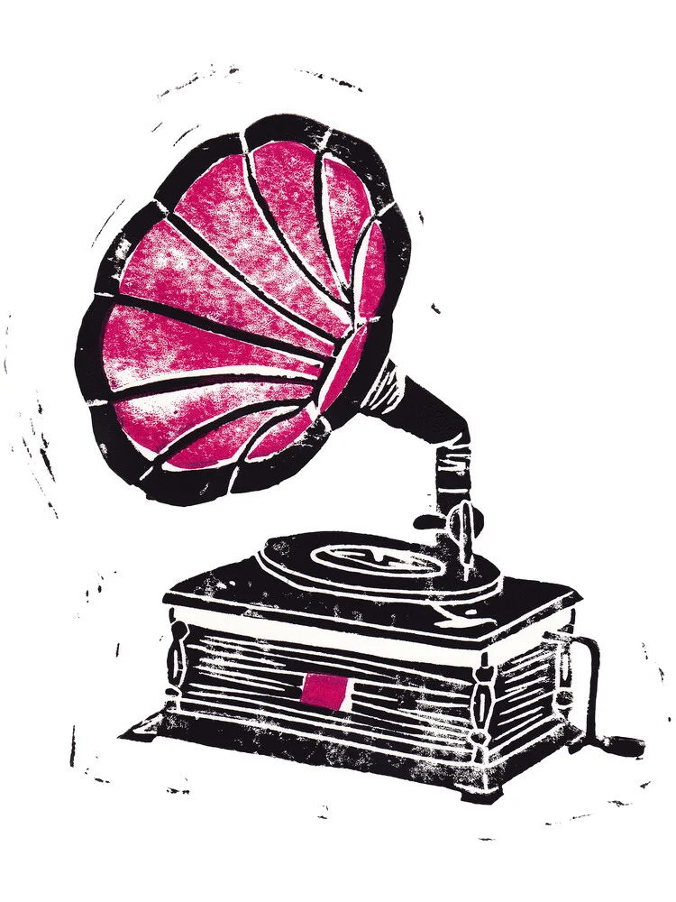 Linocut Gramophone - fotokunst von Bianca Green