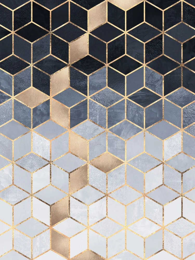 Soft Blue Gradient Cubes - fotokunst von Elisabeth Fredriksson