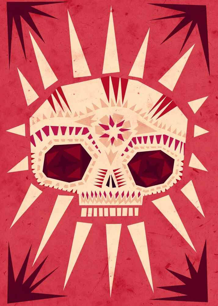 Sugar skull in red - Fineart photography by Sjoerd Piepenbrink