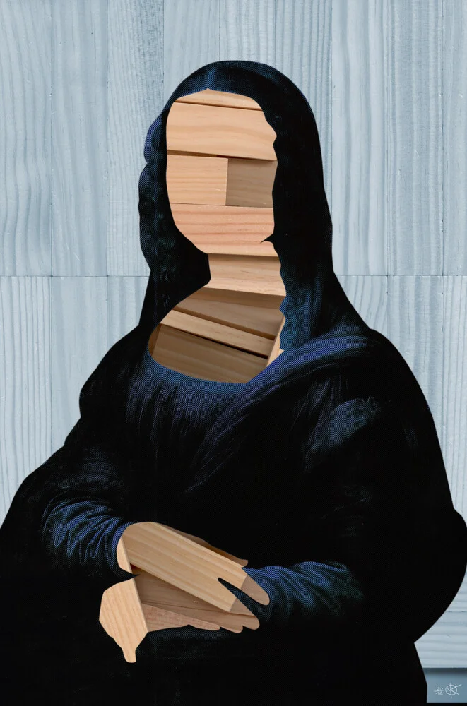 Mona Lisa - blue shining Wood Cut Collage - Fineart photography by Marko Köppe