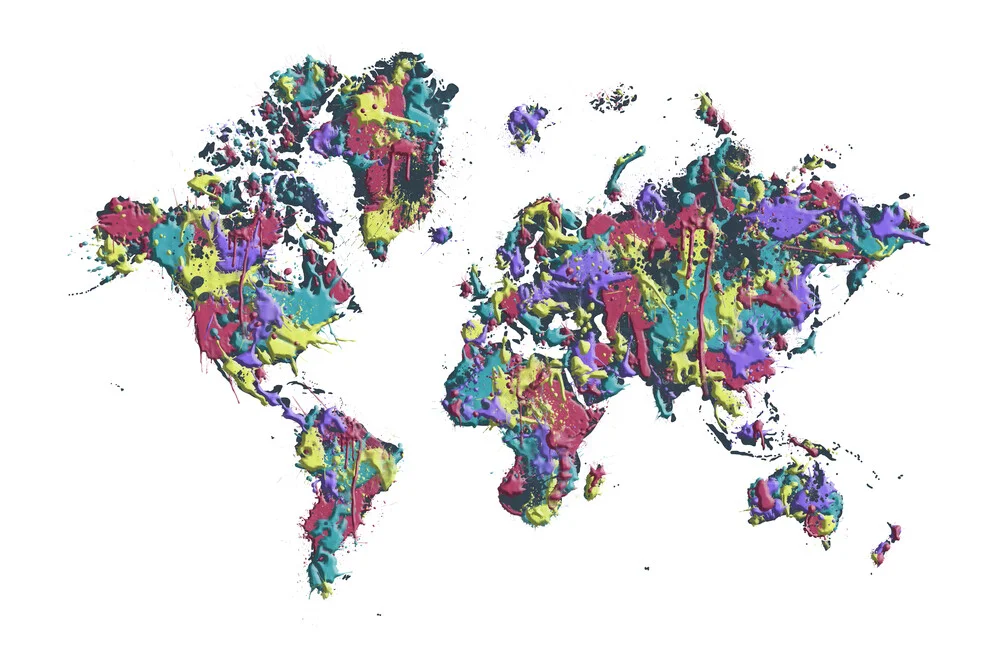 POP ART World Map white - Fineart photography by Melanie Viola