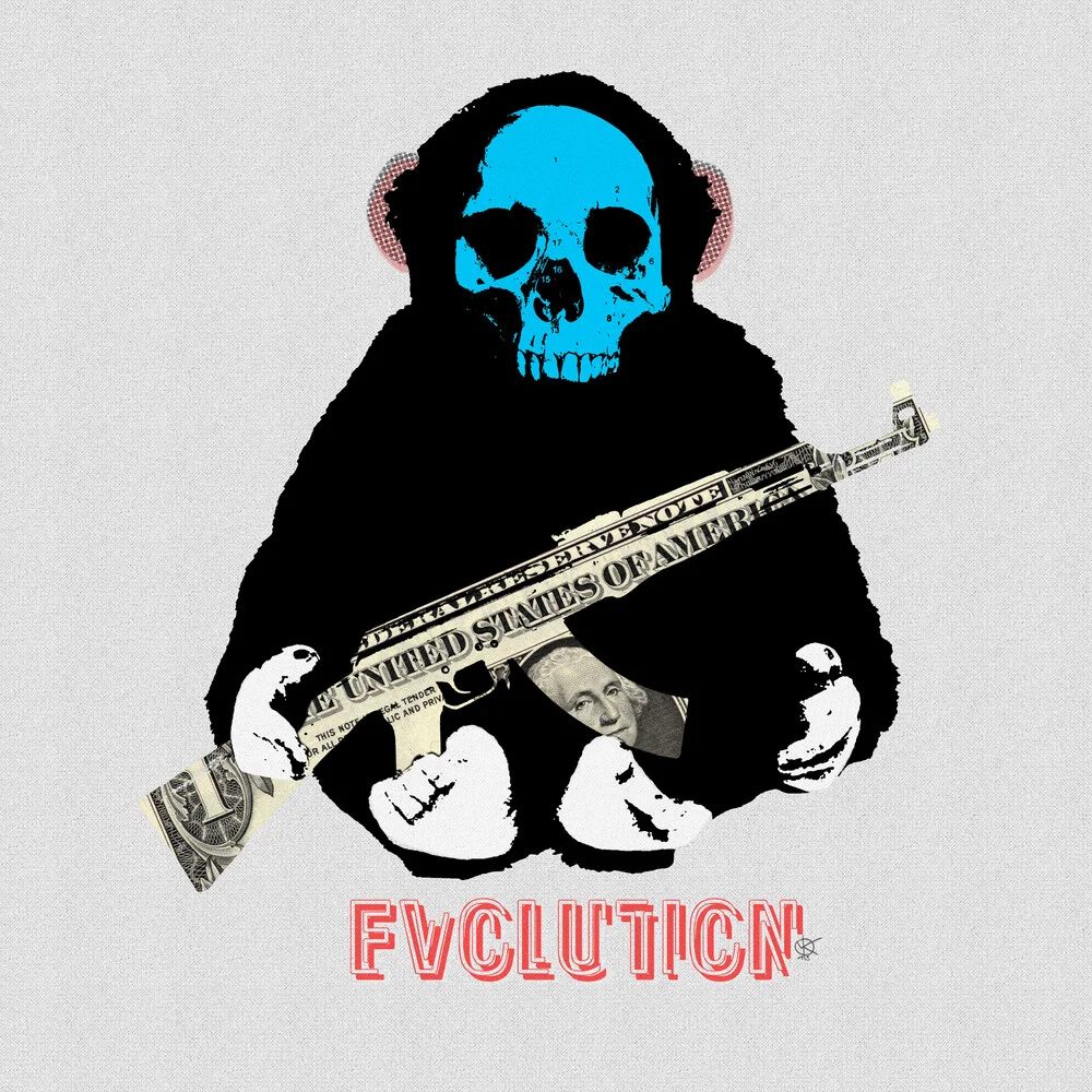 Evolution 2 · the monkey man and the gun - fotokunst von Marko Köppe