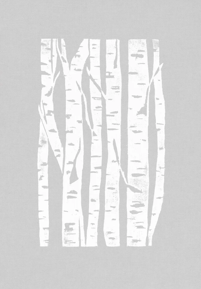 Woodcut Birches on Grey - Fineart photography by Bianca Green
