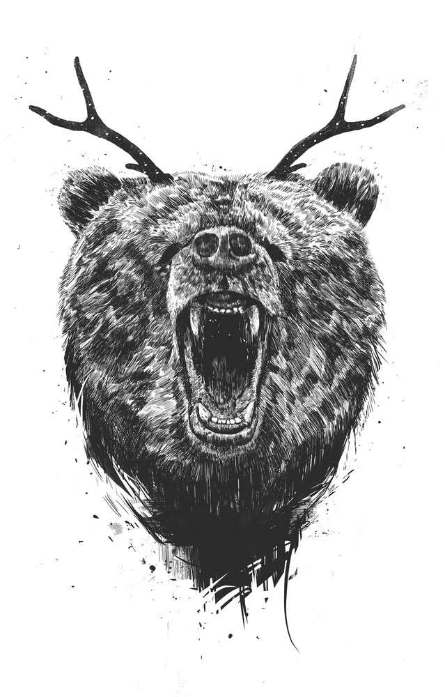 Angry bear with antlers - fotokunst von Balazs Solti