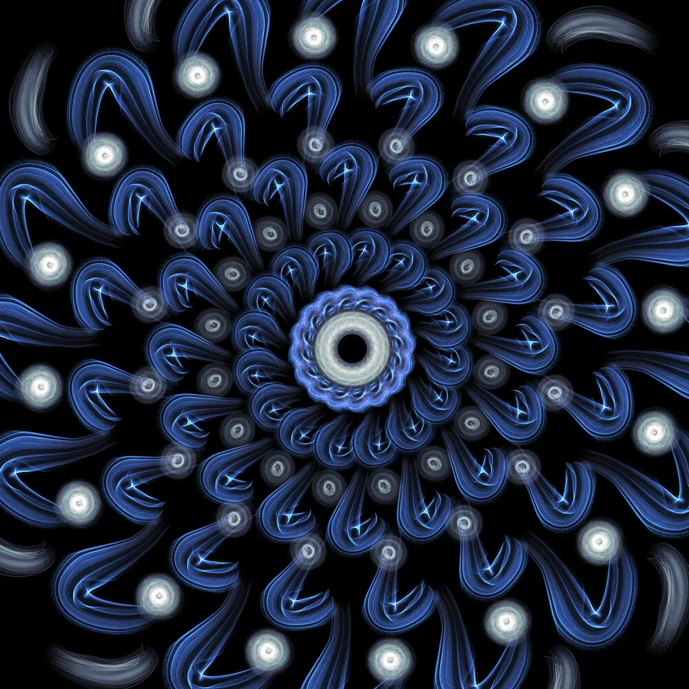 Schwarz blaue Wirbel - Mandala - fotokunst von Nadja Jacke