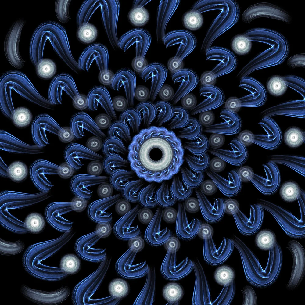 Black blue swirl mandala - Fineart photography by Nadja Jacke