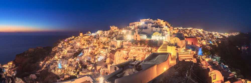 Greece Santorini Oia Panorama Blue Hour - Fineart photography by Jean Claude Castor