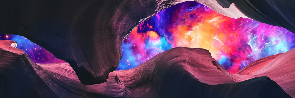 Grand Canyon with Colorful Space Collage - Panoramic - fotokunst von Artenyo _