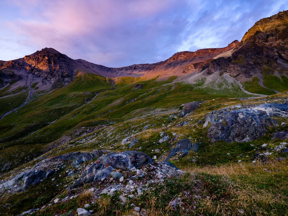 Sonnenuntergang bei Glacier de Moiry, Ayer, Wallis, Schweiz - fotokunst von Peter Wey