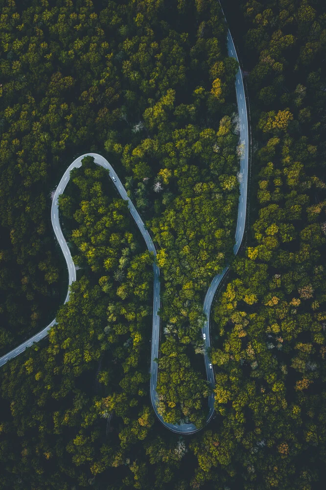 Vogelperspektive über Serpentinenstraße - fotokunst von Christian Becker