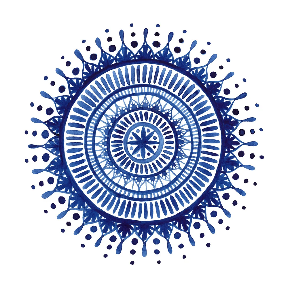 Blue Watercolor Mandala - fotokunst von Cristina Chivu