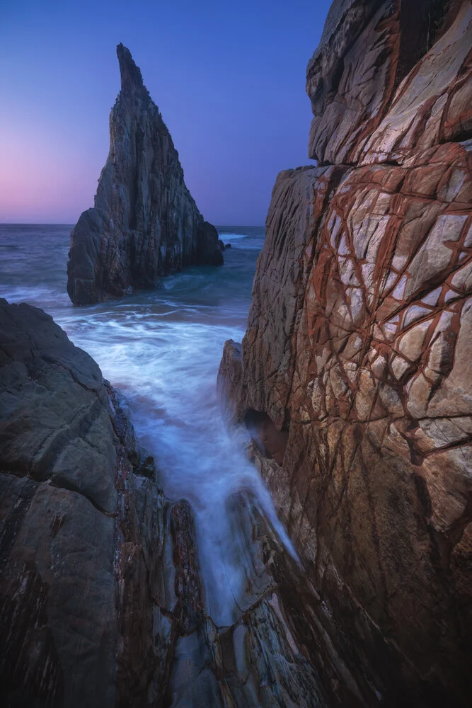 Asturias Playa de Mexota Beach with Seastack Blue Hour - Fineart photography by Jean Claude Castor