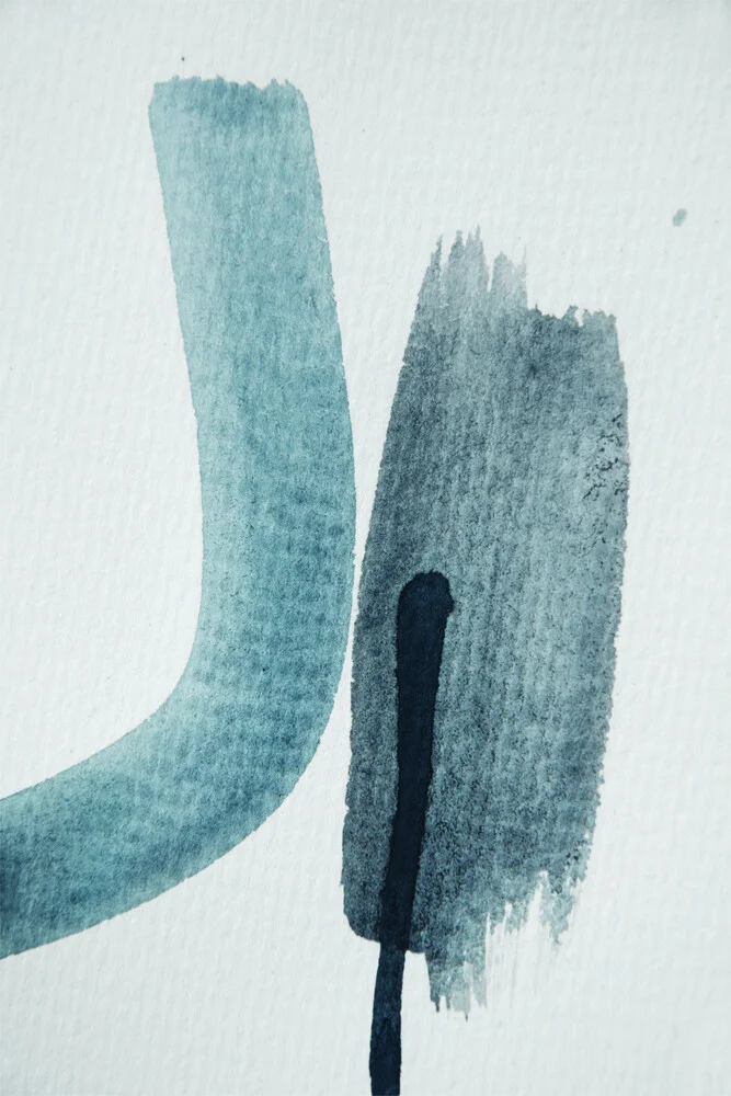 'Aquarelle Meets Pencil - Blue and Black' – Wall Art by Studio Na.hili as Poster or Acrylic Glass Print